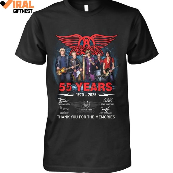 Aerosmith 55 Years 1970-2025 Thank You For The Memories Shirts