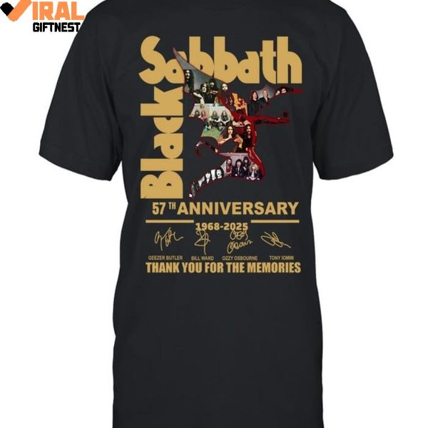 Black Sabbath 57th Anniversary 1968-2025 Thank You For The Memories Limited Edition T-Shirts