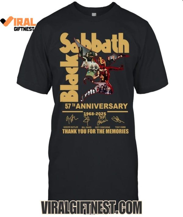 Black Sabbath 57th Anniversary 1968-2025 Thank You For The Memories Limited Edition T-Shirts