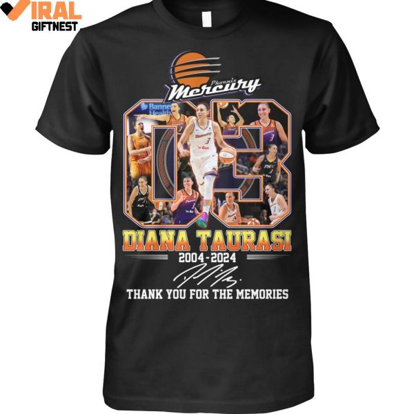 Diana Taurasi x Phoenix Mercury 2004-2024 Thank You For The Memories Shirts