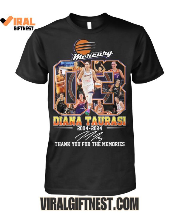 Diana Taurasi x Phoenix Mercury 2004-2024 Thank You For The Memories Shirts