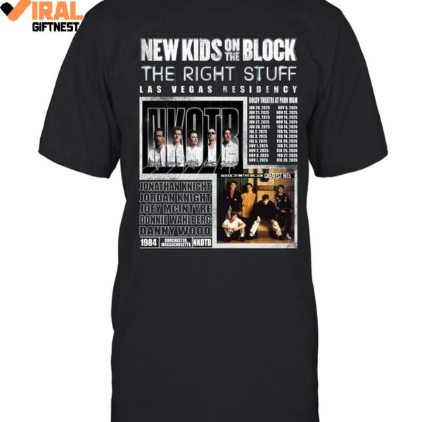 New Kids On The Block 2025 The Right Stuff Las Vegas Residency Limited Edition Shirts