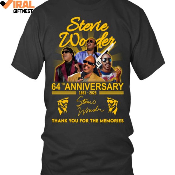 Stevie Wonder 64th Anniversary 1961-2025 Thank You For The Memories Limited Edition T-Shirts