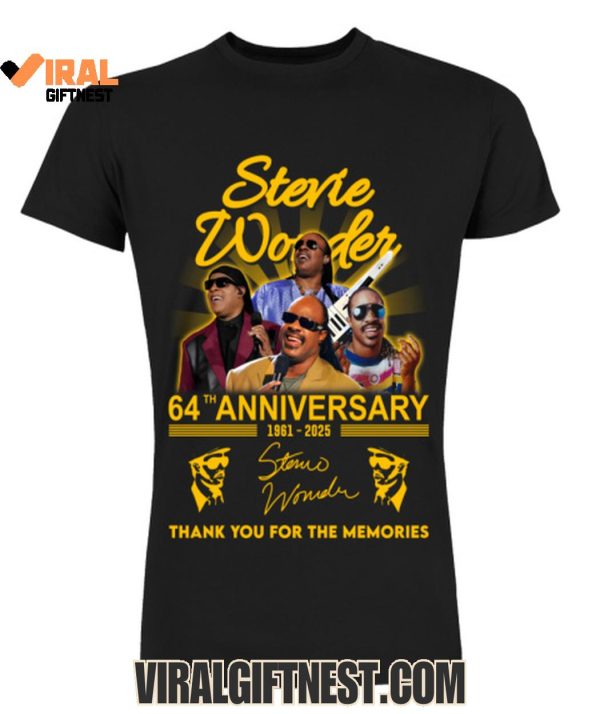 Stevie Wonder 64th Anniversary 1961-2025 Thank You For The Memories Limited Edition T-Shirts