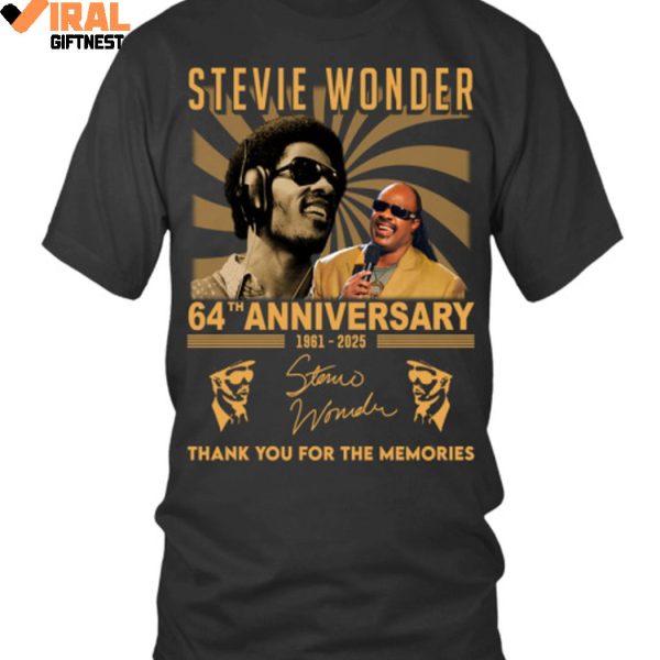 Stevie Wonder 64th Anniversary 1961-2025 Thank You For The Memories T-Shirts