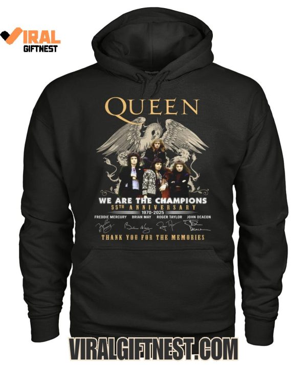 2025 Queen We Are The Champions 55th Anniversary 1970-2025 Thank You For The Memories Limited Edition Shirts