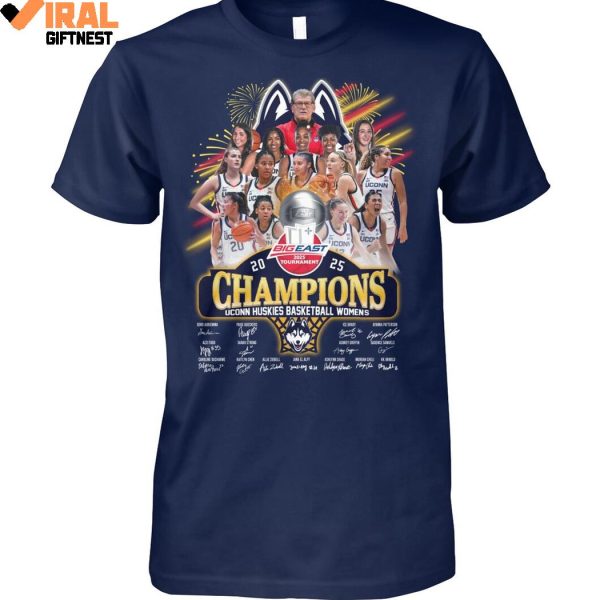 Big East Tournament 2025 Champions UConn Huskies Women’s Basketball New Limited Edition Shirts