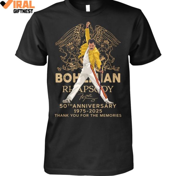 Bohemian Rhapsody 50th Anniversary 1975-2025 Thank You For The Memories Shirts