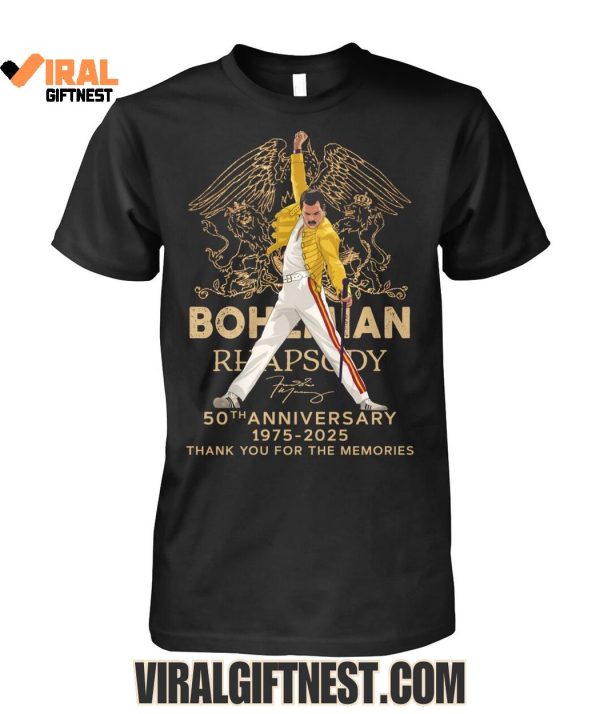 Bohemian Rhapsody 50th Anniversary 1975-2025 Thank You For The Memories Shirts