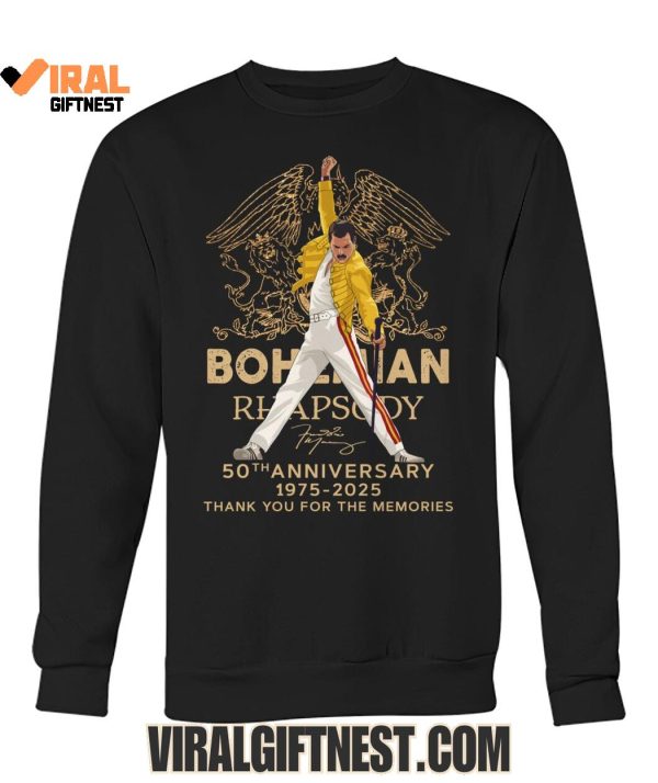 Bohemian Rhapsody 50th Anniversary 1975-2025 Thank You For The Memories Shirts