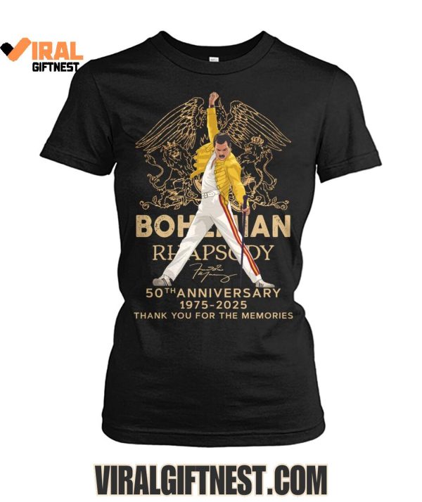 Bohemian Rhapsody 50th Anniversary 1975-2025 Thank You For The Memories Shirts