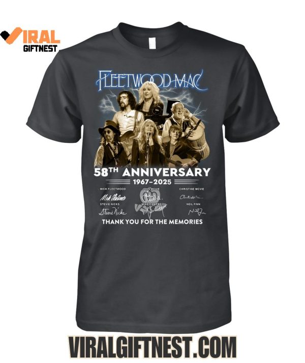 Fleetwood Mac 58th Anniversary 1967-2025 Thank You For The Memories Shirts