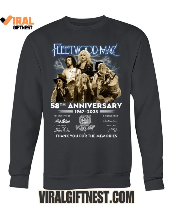 Fleetwood Mac 58th Anniversary 1967-2025 Thank You For The Memories Shirts