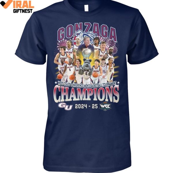 Gonzaga Bulldogs West Coast Conference Men’s Basketball Tournament Champions 2024-25 Limited Edition Shirts