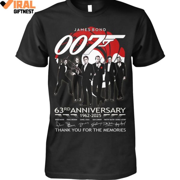 James Bond “007” 63rd Anniversary 1962-2025 Thank You For The Memories Limited Edition Shirts