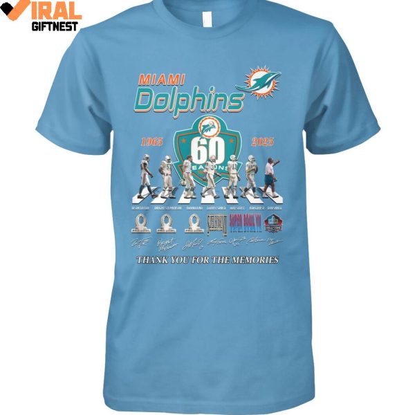 Miami Dolphins 60 Season 1965-2025 Thank You For The Memories Limited Edition Shirts