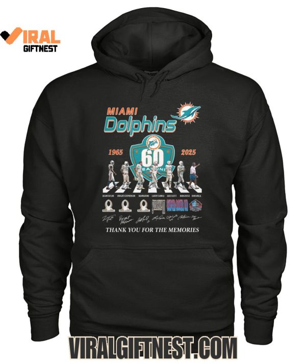 Miami Dolphins 60 Season 1965-2025 Thank You For The Memories Limited Edition Shirts