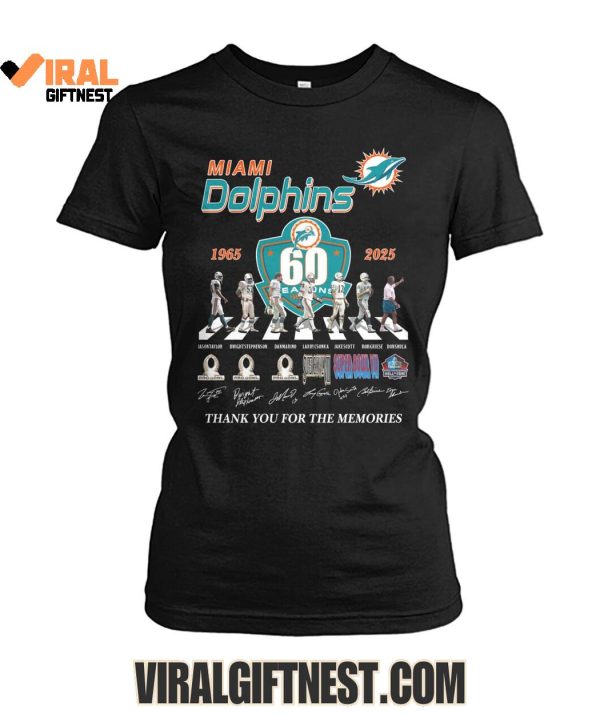 Miami Dolphins 60 Season 1965-2025 Thank You For The Memories Limited Edition Shirts