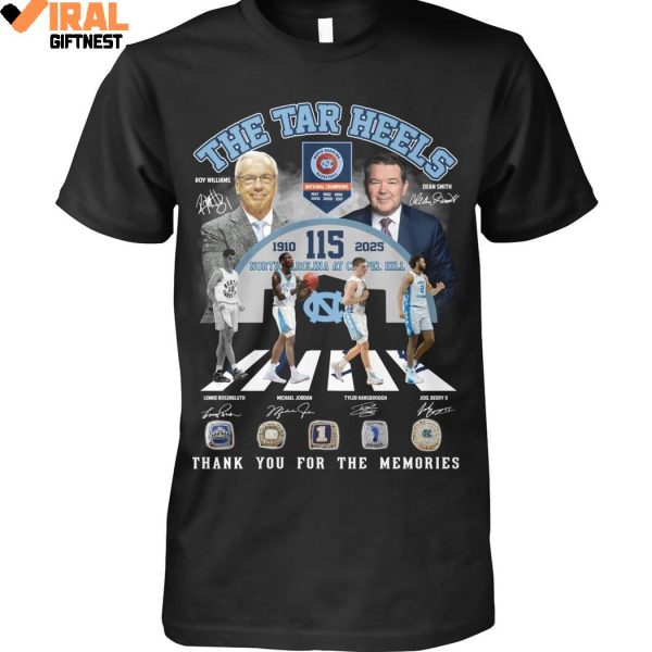 North Carolina Tar Heels Men’s Basketball 115th 1910-2025 Thank You For The Memories Limited Edition Shirts