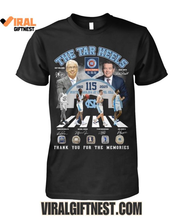 North Carolina Tar Heels Men’s Basketball 115th 1910-2025 Thank You For The Memories Limited Edition Shirts