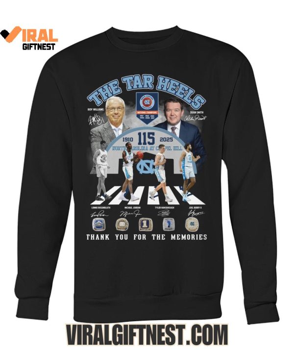 North Carolina Tar Heels Men’s Basketball 115th 1910-2025 Thank You For The Memories Limited Edition Shirts