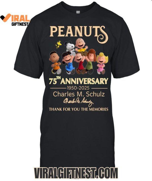 Peanuts 75th Anniversary 1950-2025 Charles M.Schulz Thank You For The Memories Shirts