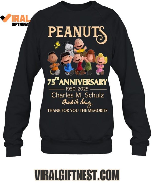 Peanuts 75th Anniversary 1950-2025 Charles M.Schulz Thank You For The Memories Shirts