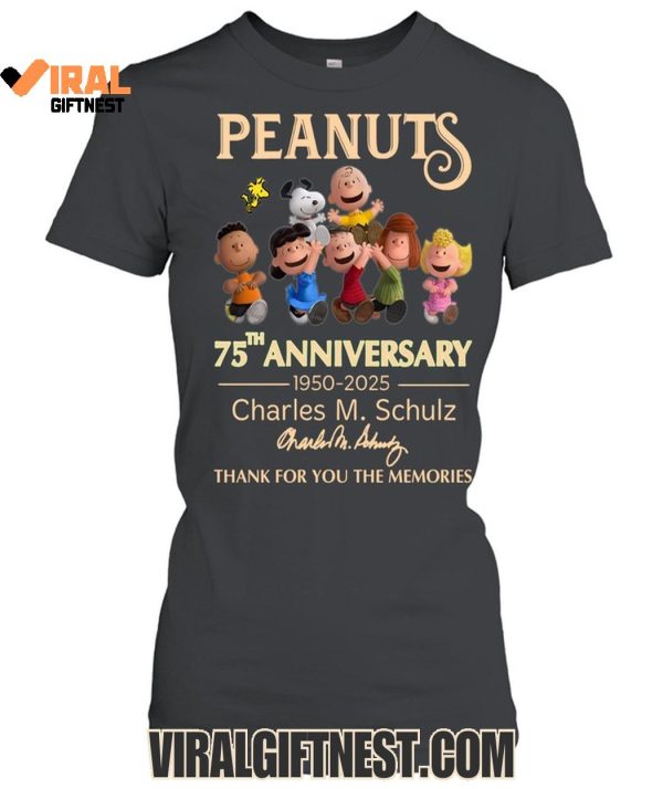 Peanuts 75th Anniversary 1950-2025 Charles M.Schulz Thank You For The Memories Shirts