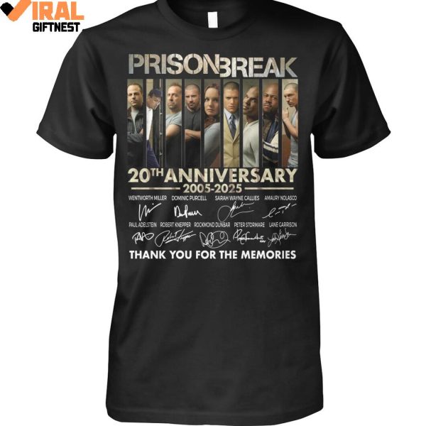 Prison Break 20th Anniversary 2005-2025 Thank You For The Memories Shirts