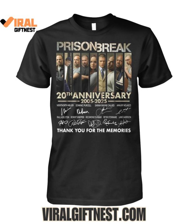 Prison Break 20th Anniversary 2005-2025 Thank You For The Memories Shirts