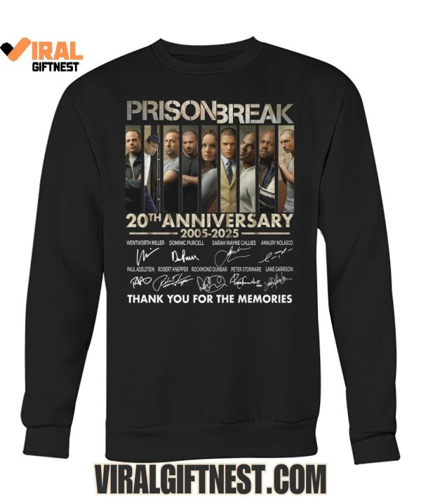 Prison Break 20th Anniversary 2005-2025 Thank You For The Memories Shirts