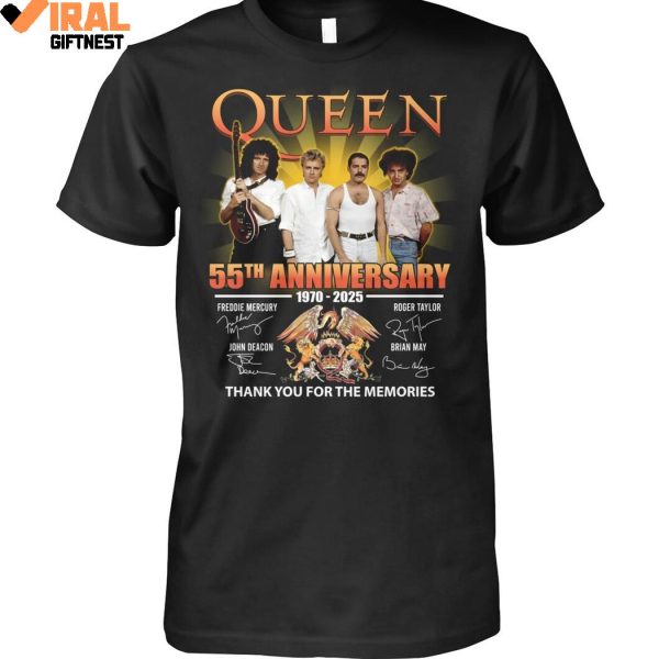 Queen 55th Anniversary 1970-2025 Thank You For The Memories Limited Edition Shirts