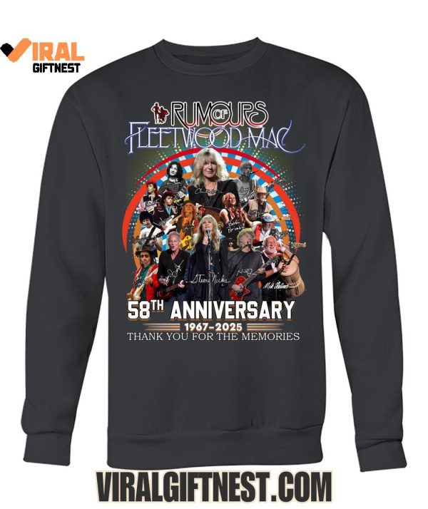 Rumours Fleetwood Mac 58th Anniversary 1967-2025 Thank You For The Memories Limited Edition Shirts